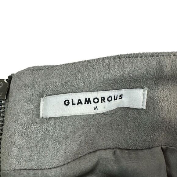 Glamorous Gray Faux Suede Whipstitch Mini Skater Skirt, M - Picture 11 of 12